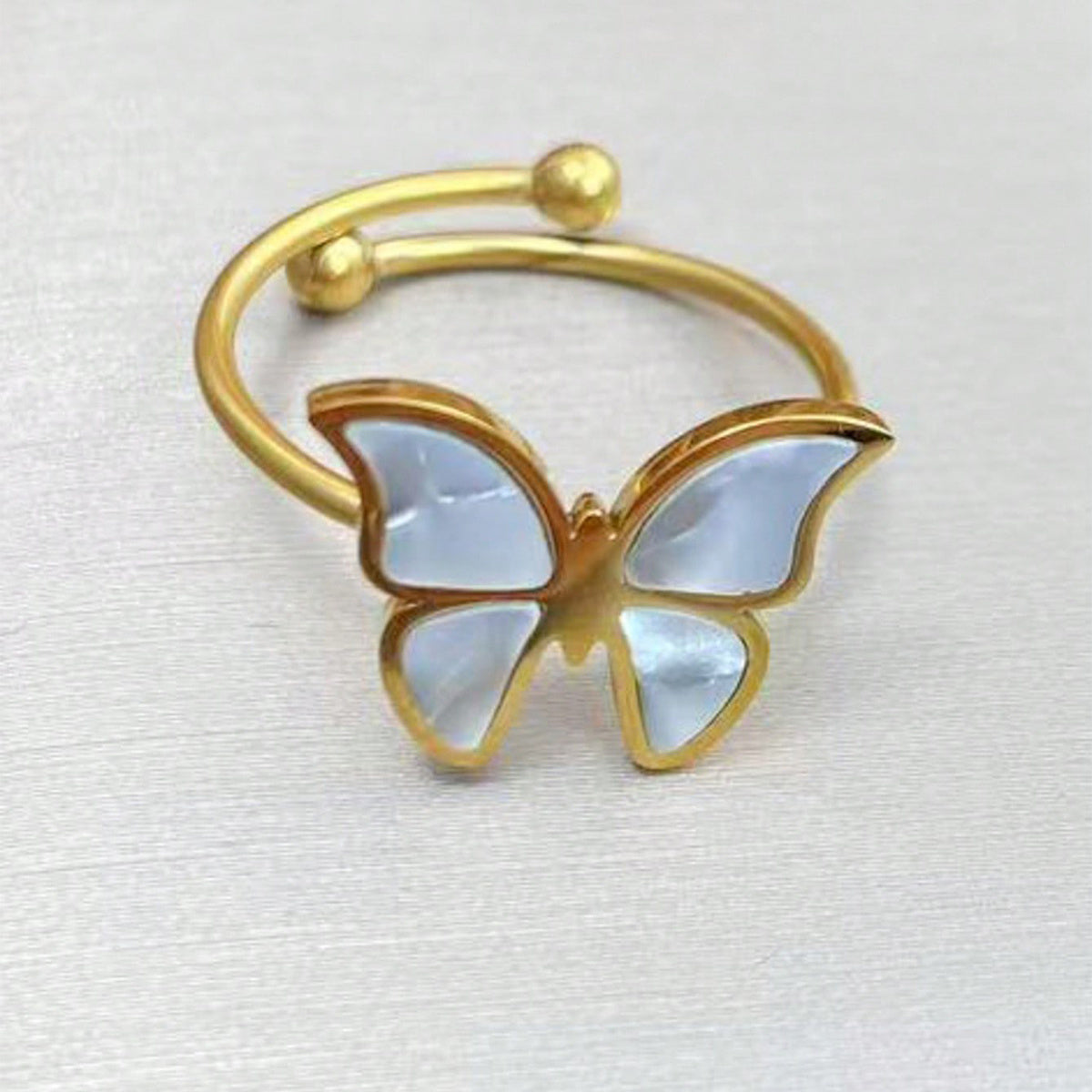 Gold Plated Stainless Steel Butterfly Jewelry Set - Hypoallergenic Necklace, Earrings & Adjustable Ring, Waterproof & Tarnish-Free, Elegant