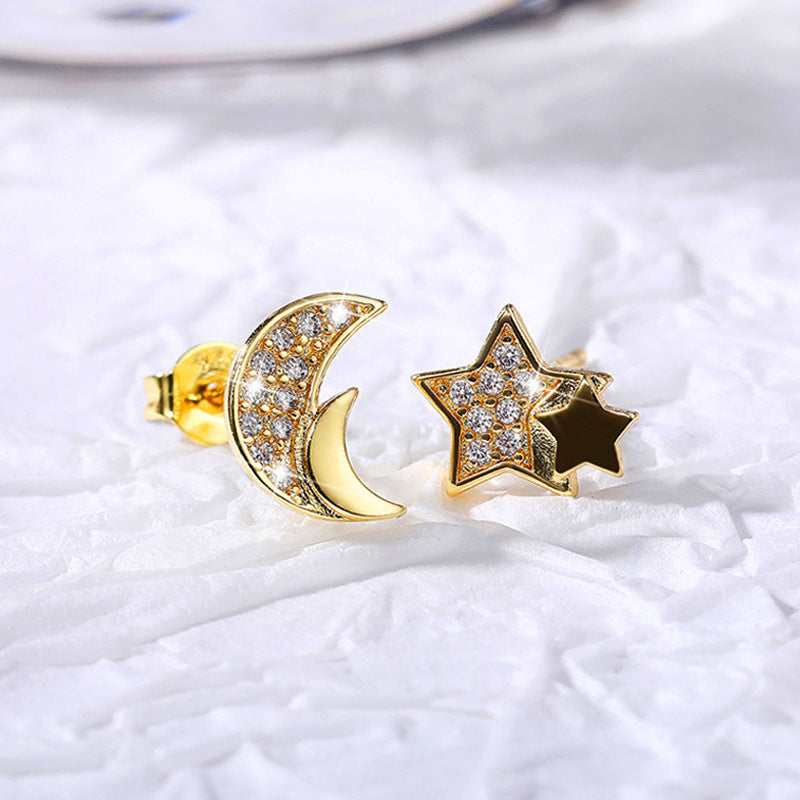 Copper alloy zircon pentagonal star earrings