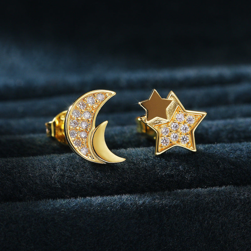 Copper alloy zircon pentagonal star earrings