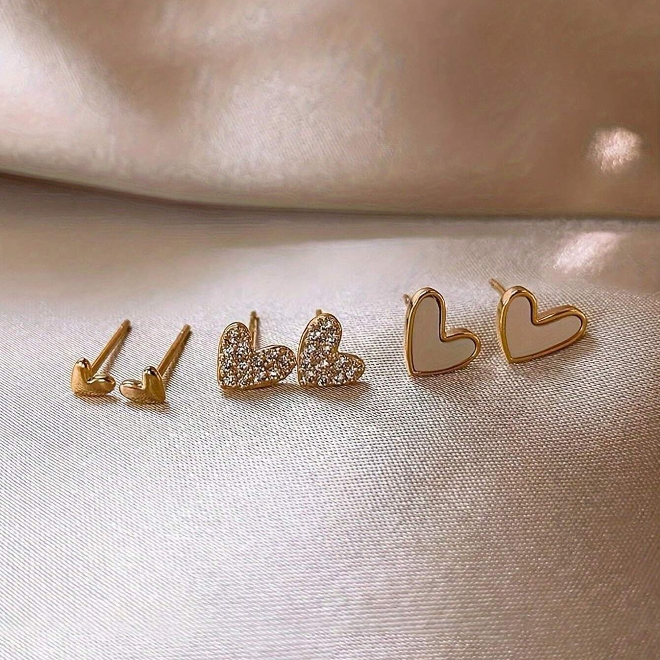 Fashion All-match Love Sweet Girly Earrings Suit