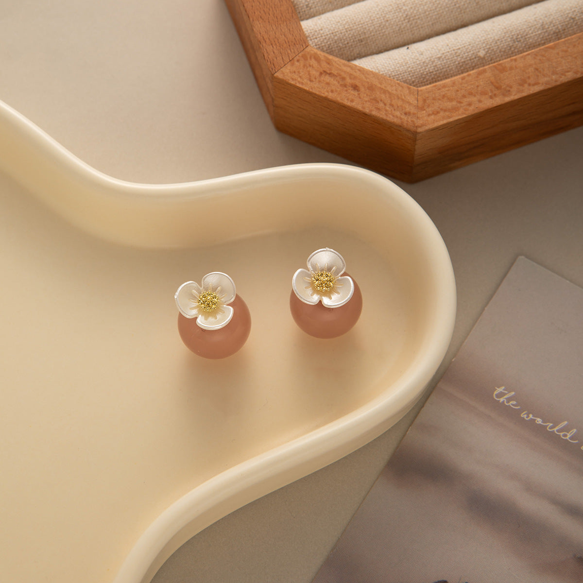 Flower Stud Earrings Dual-wear Pearl Earrings