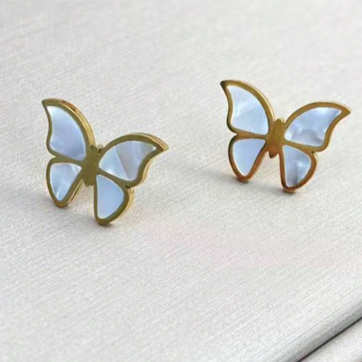 Gold Plated Stainless Steel Butterfly Jewelry Set - Hypoallergenic Necklace, Earrings & Adjustable Ring, Waterproof & Tarnish-Free, Elegant