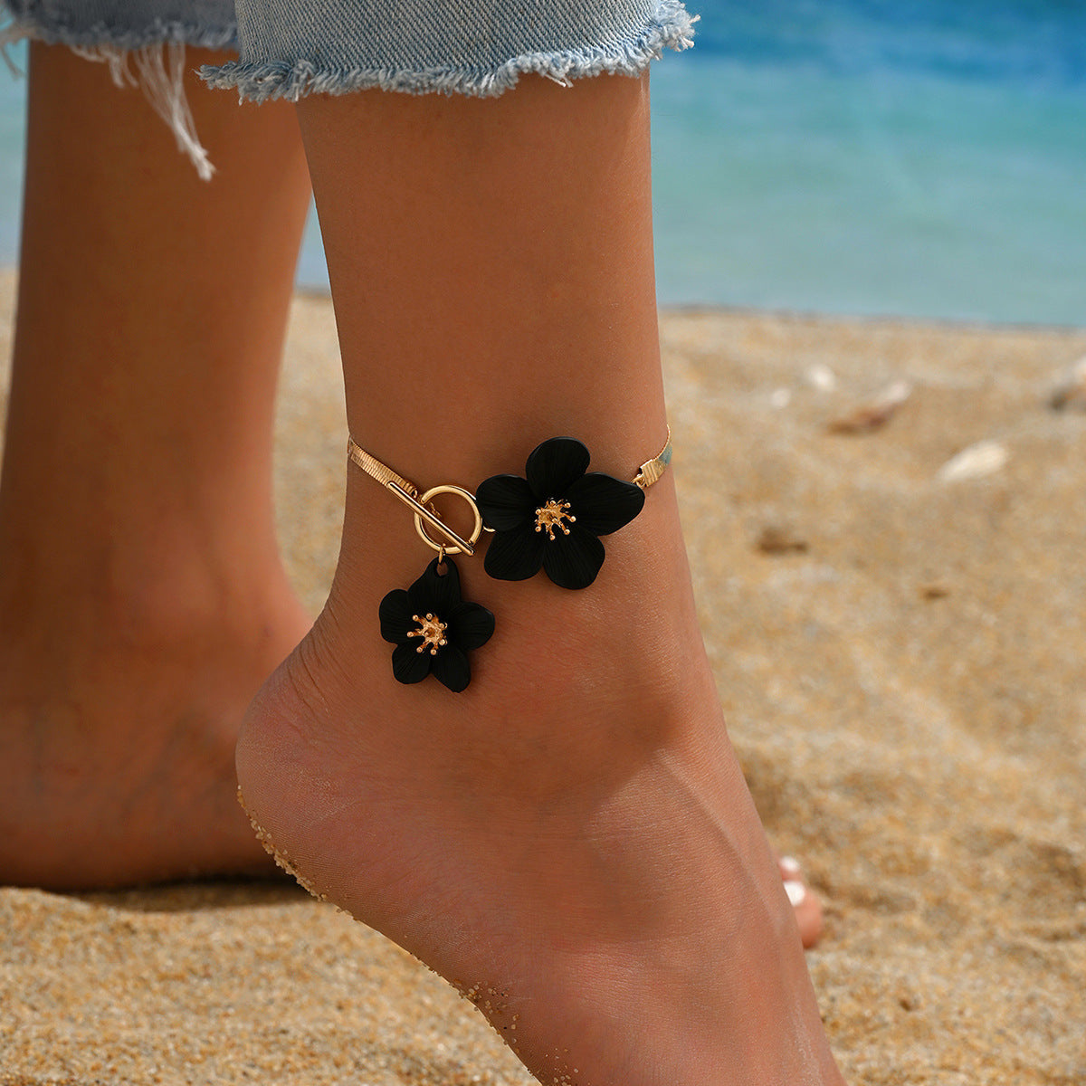 Fashion Simple All-match Flowers Anklet OT Buckle