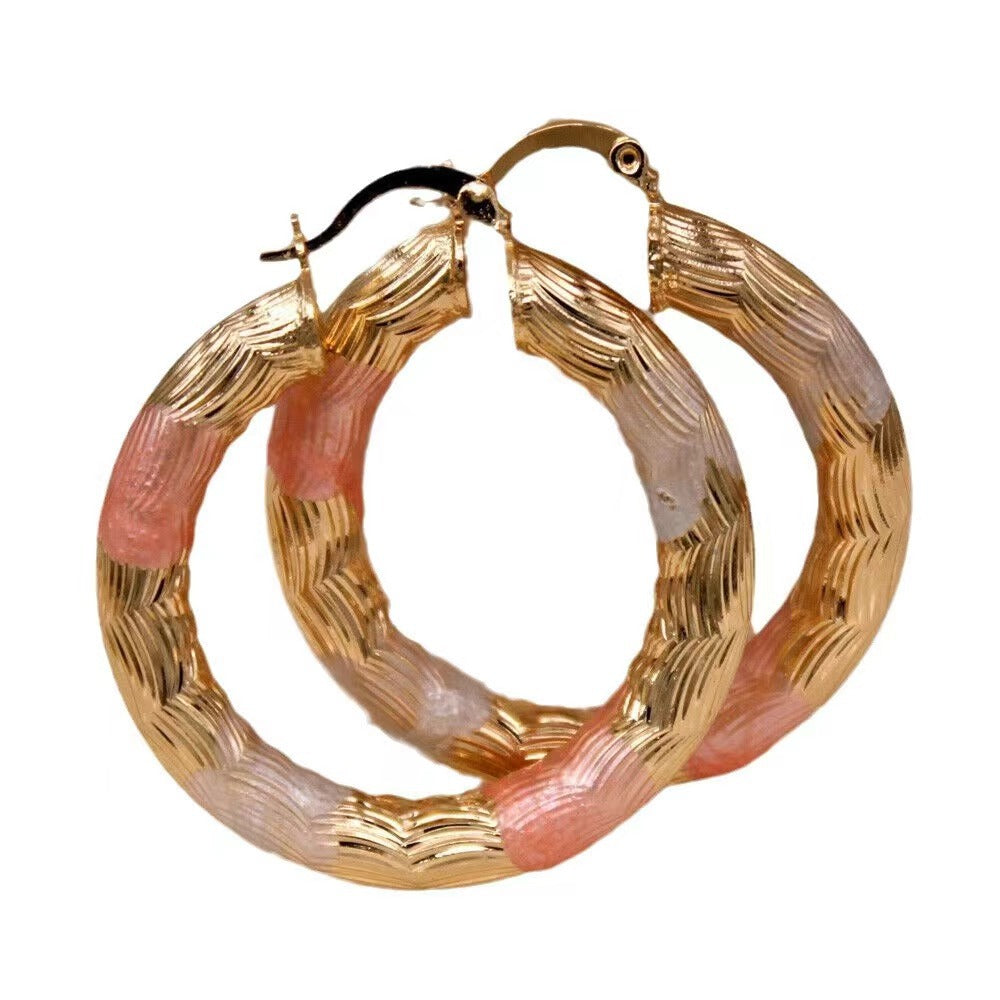 Simple Retro Copper Three-color Pattern Earrings