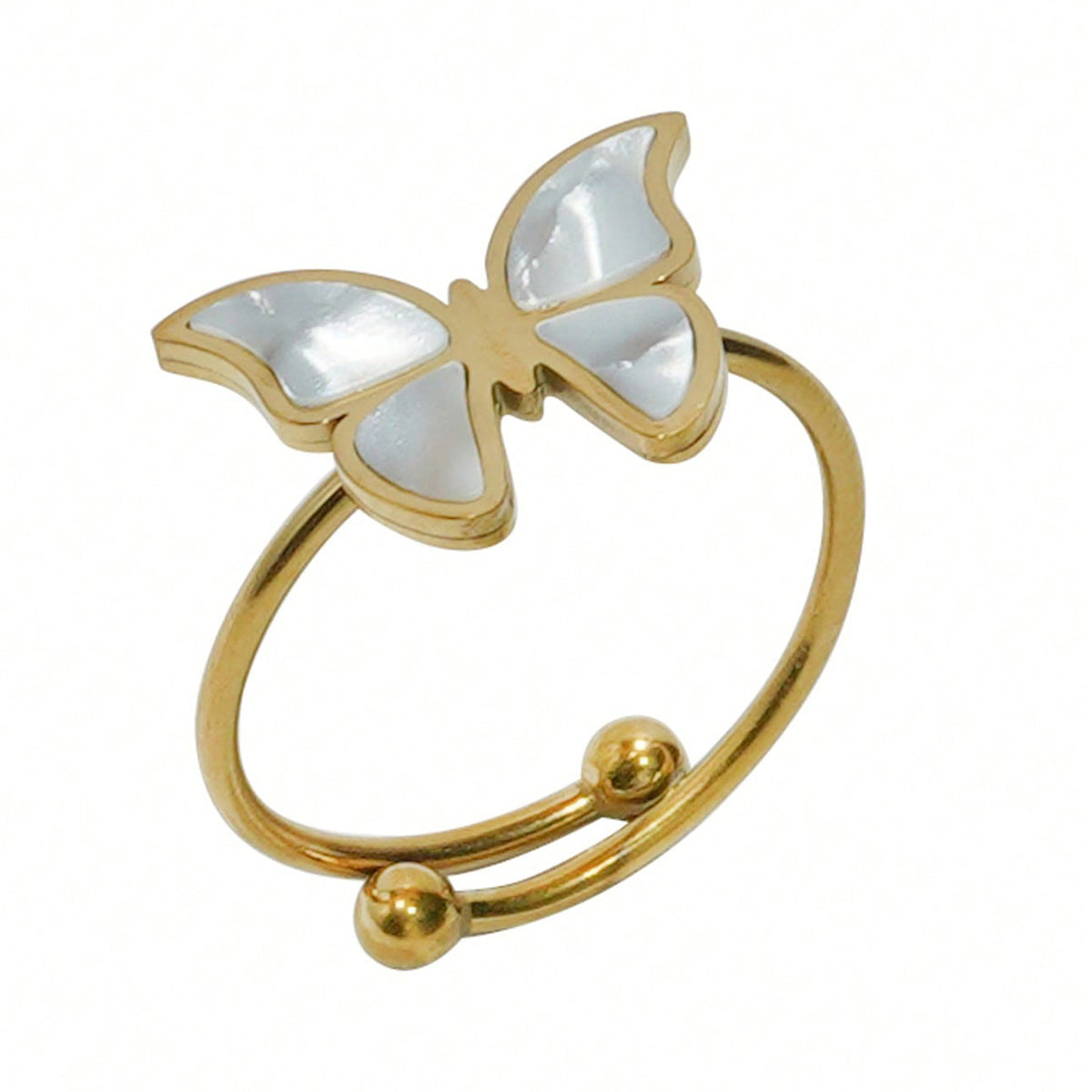 Gold Plated Stainless Steel Butterfly Jewelry Set - Hypoallergenic Necklace, Earrings & Adjustable Ring, Waterproof & Tarnish-Free, Elegant