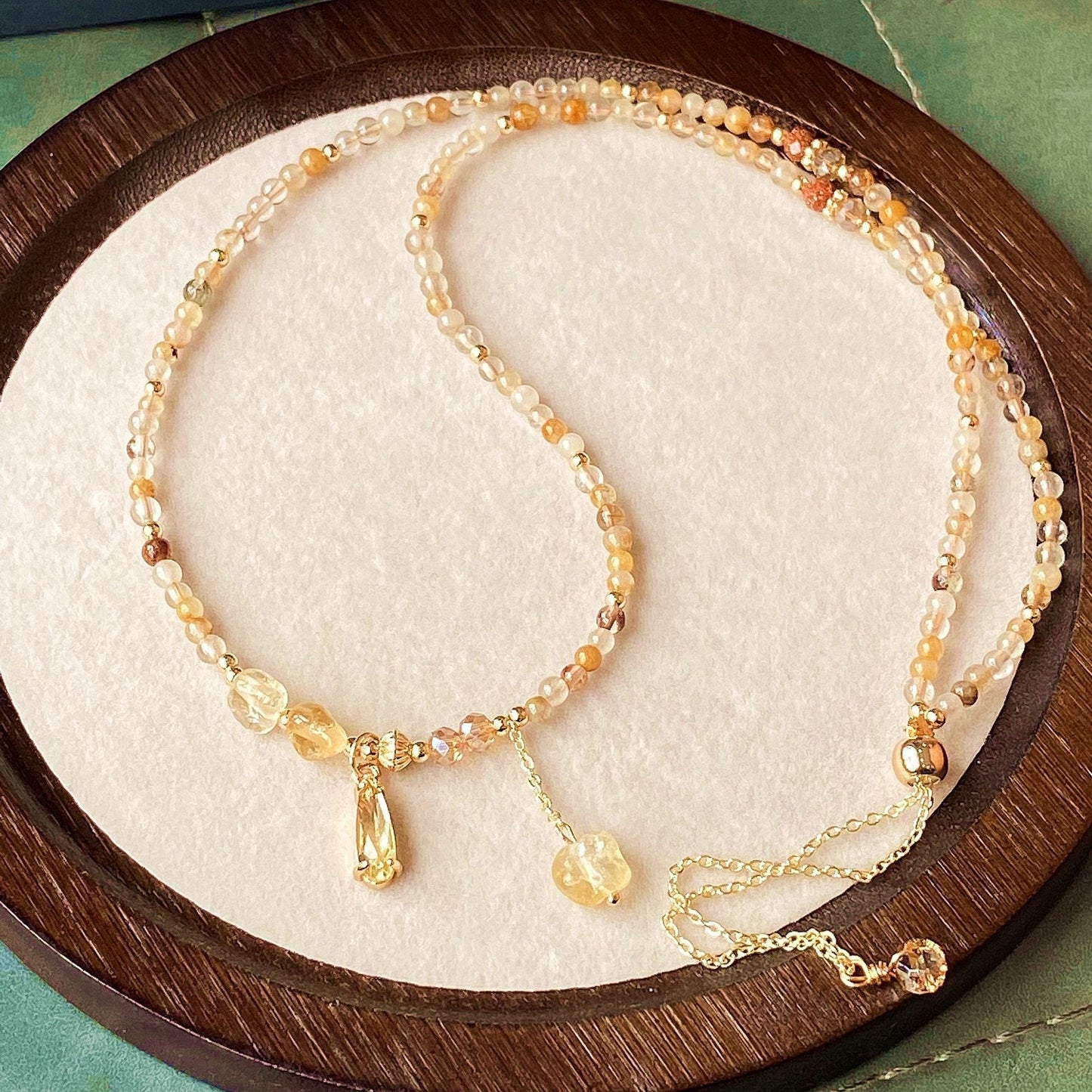 Natural Crystal Jewelry Multi-layer Caramel Colored Hair Crystal Three Circle Bracelet